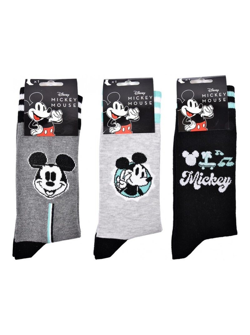 Calzini Uomo MICKEY - Confezione da 3 Grigio grigio nero - Kiabi
