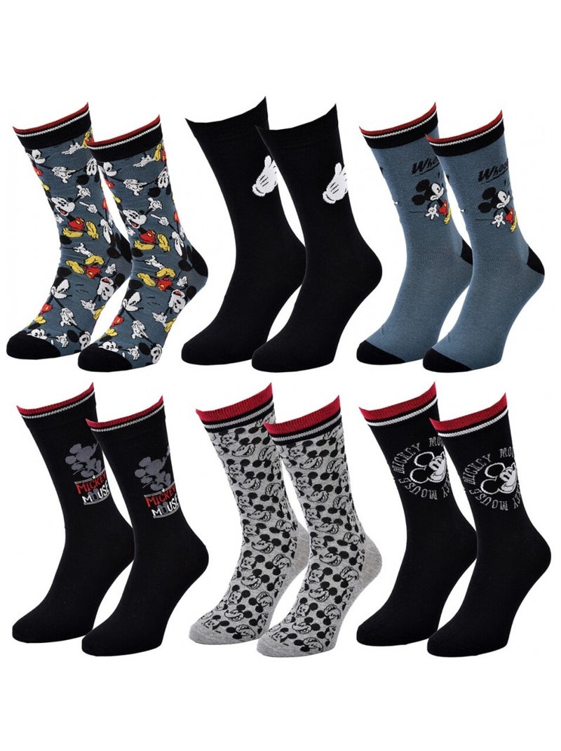 Calzini Uomo MICKEY - Confezione da 6 Blu grigio chiaro Nero - Kiabi
