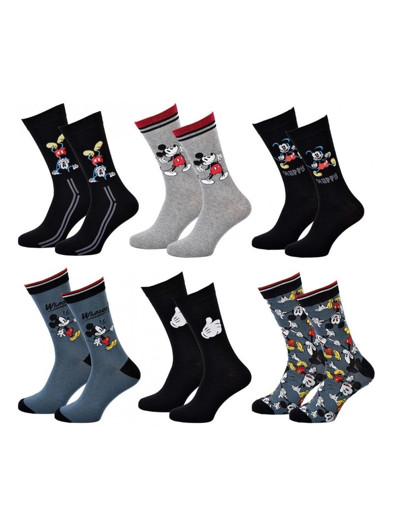 Calzini Uomo MICKEY - Confezione da 6 Blu grigio chiaro Nero - Kiabi