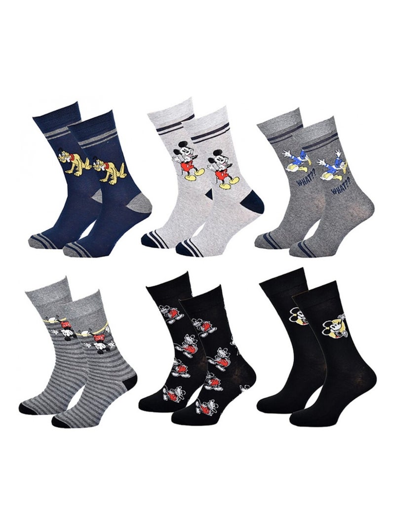 Calzini Uomo MICKEY - Confezione da 6 Blu grigio chiaro Nero - Kiabi