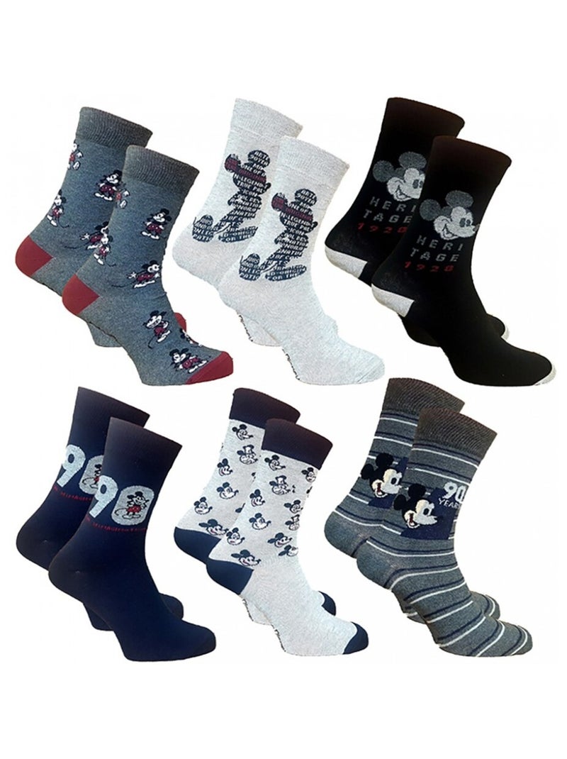 Calzini Uomo MICKEY - Confezione da 6 Blu grigio chiaro Nero - Kiabi