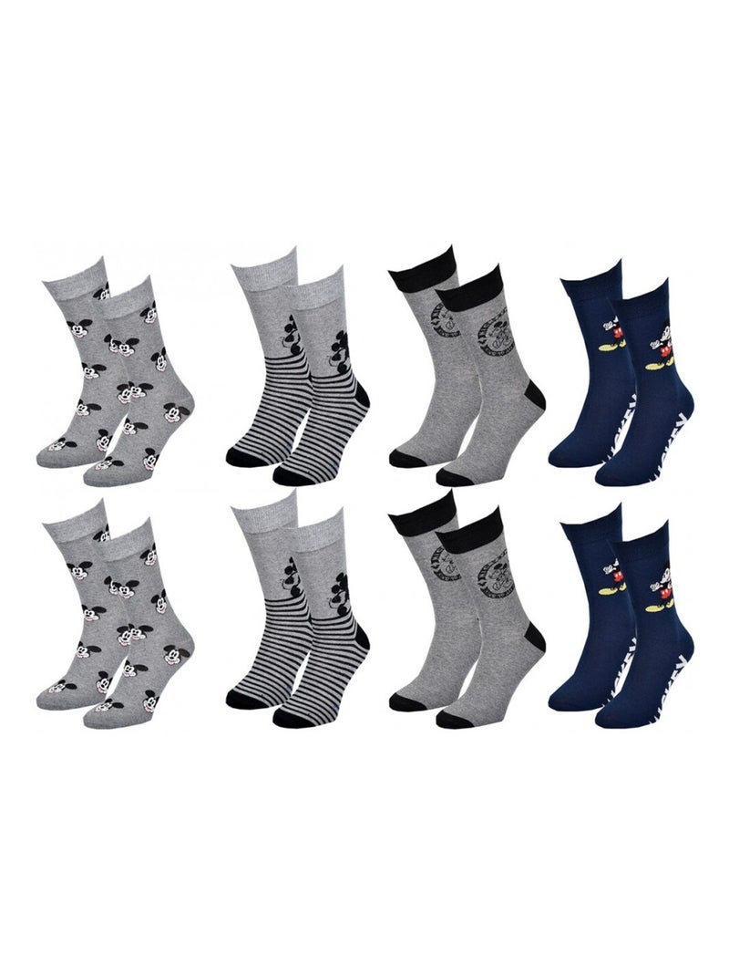 Calzini Uomo MICKEY - Confezione da 8 Grigio nero blu - Kiabi