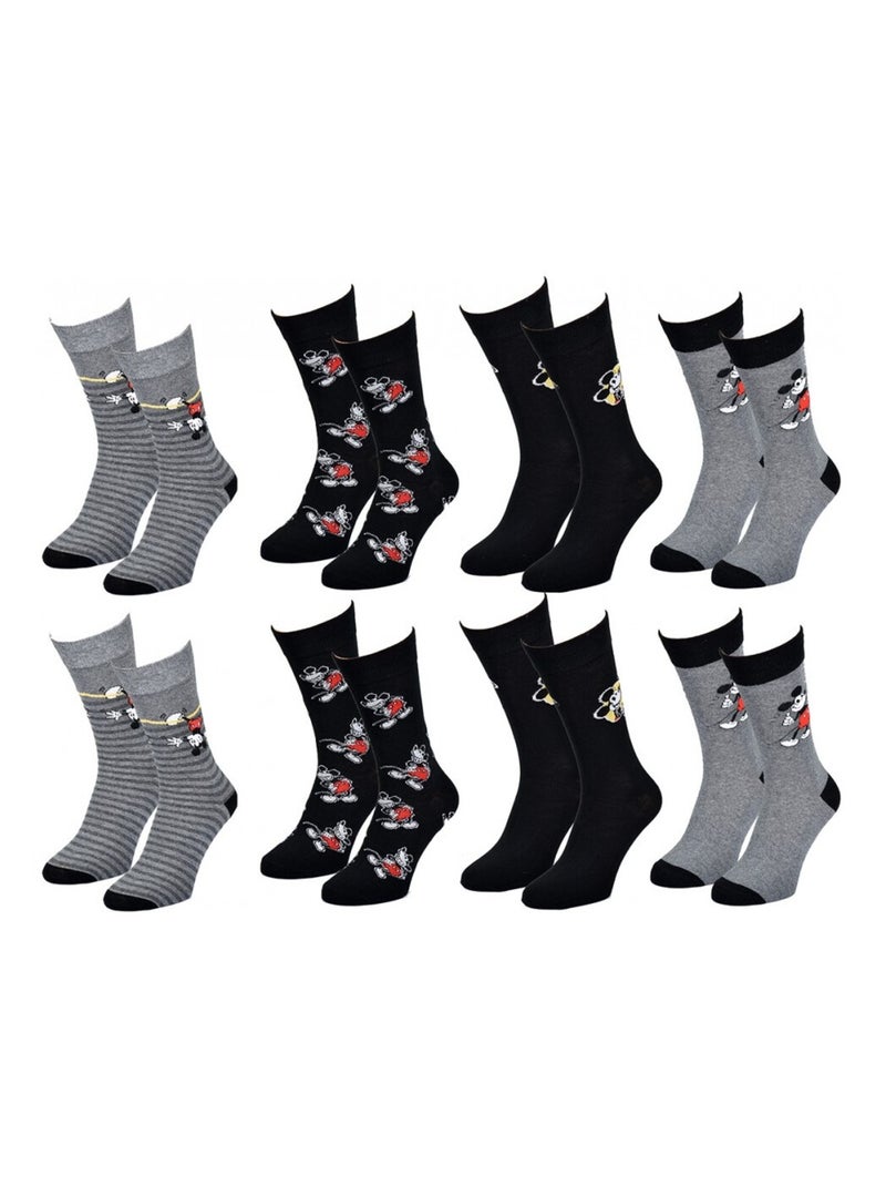 Calzini Uomo MICKEY - Confezione da 8 Grigio nero grigio - Kiabi