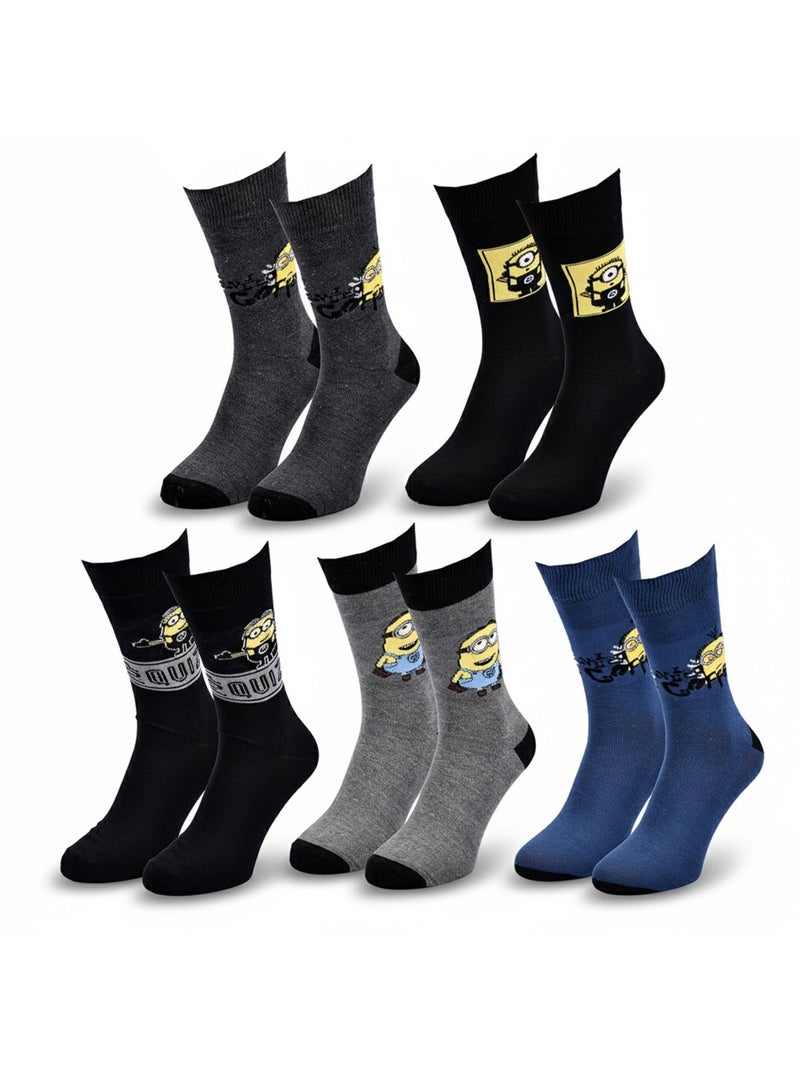 Calzini Uomo MINIONS Licenza Confezione da 5 Grigio blu nero - Kiabi