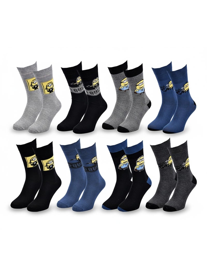 Calzini Uomo MINIONS Licenza Confezione da 8 Grigio blu nero - Kiabi