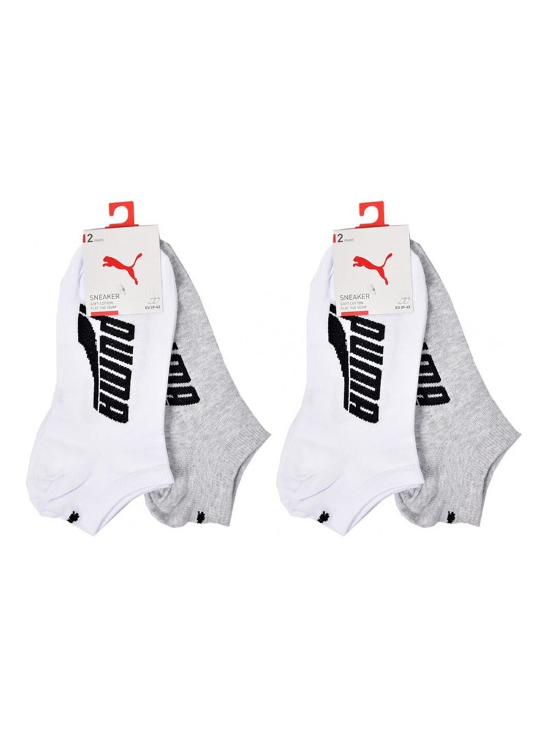 Calzini Uomo PUMA SNEAKER - Confezione da 4 Bianco Grigio chiaro - Kiabi