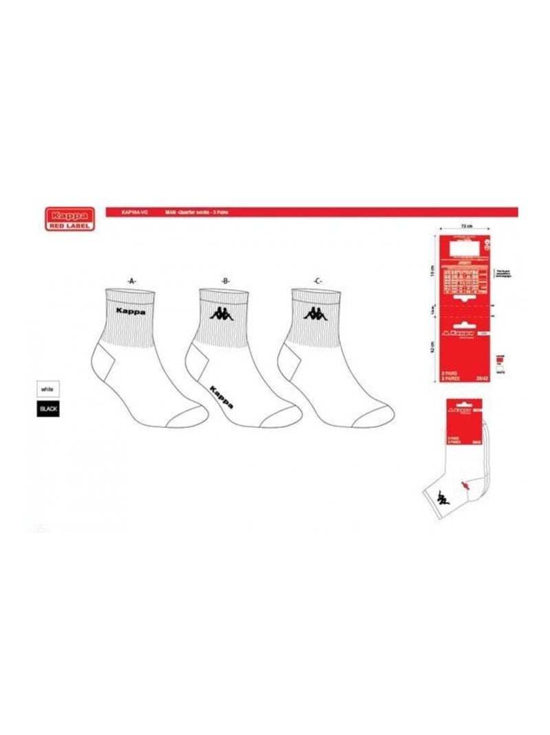 Calzini Uomo QUARTER KAPPA - Confezione da 6 Bianco - Kiabi
