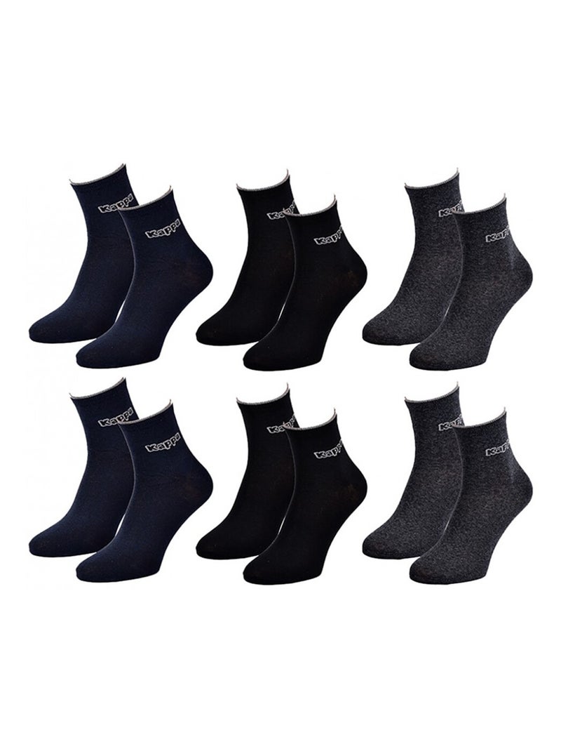 Calzini Uomo QUARTER KAPPA - Confezione da 6 Blu Nero Grigio - Kiabi