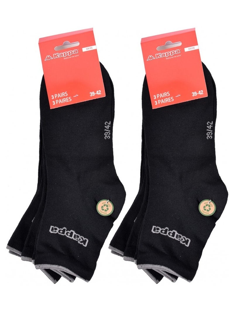 Calzini Uomo QUARTER KAPPA - Confezione da 6 Nero - Kiabi