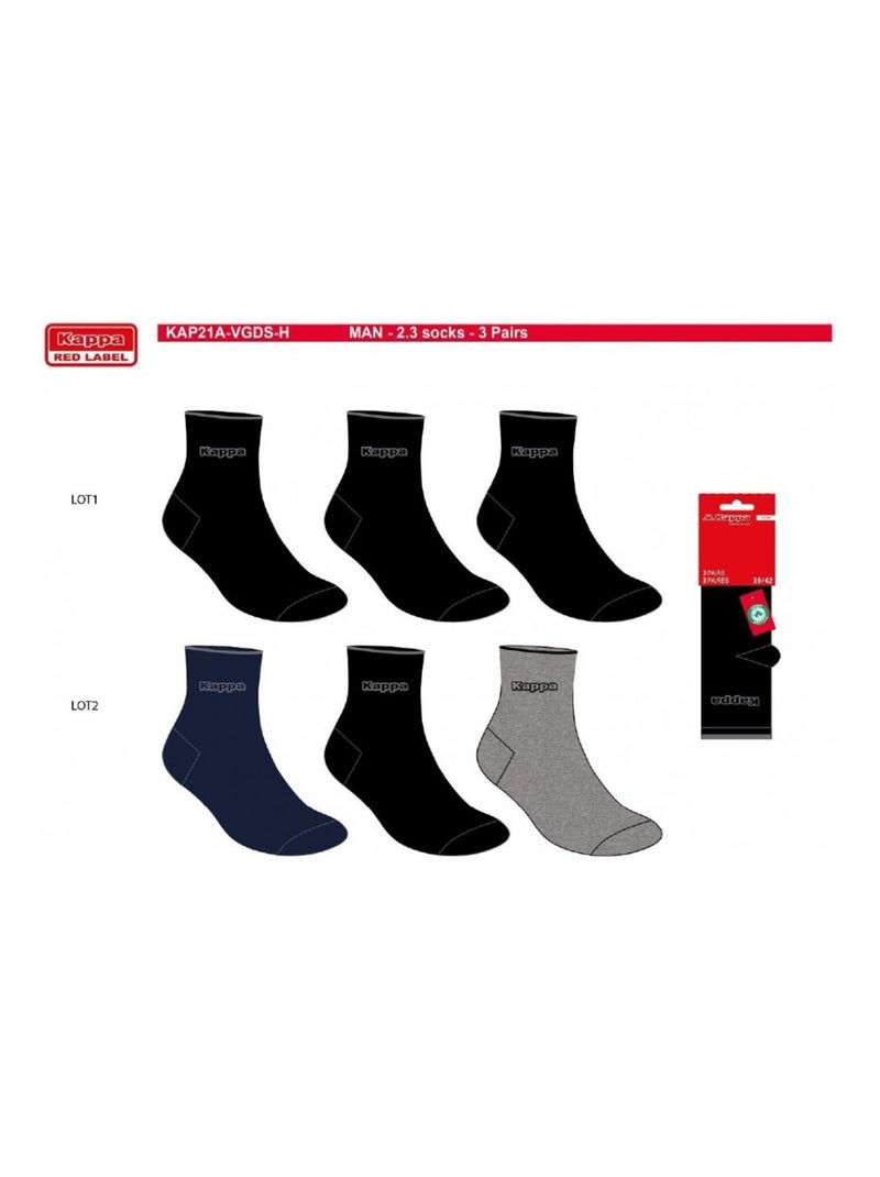 Calzini Uomo QUARTER KAPPA - Confezione da 6 Nero - Kiabi