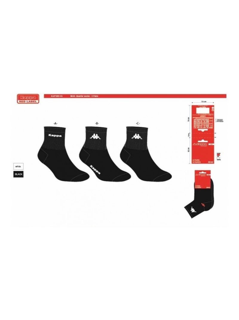 Calzini Uomo QUARTER KAPPA - Confezione da 6 Nero Nero - Kiabi