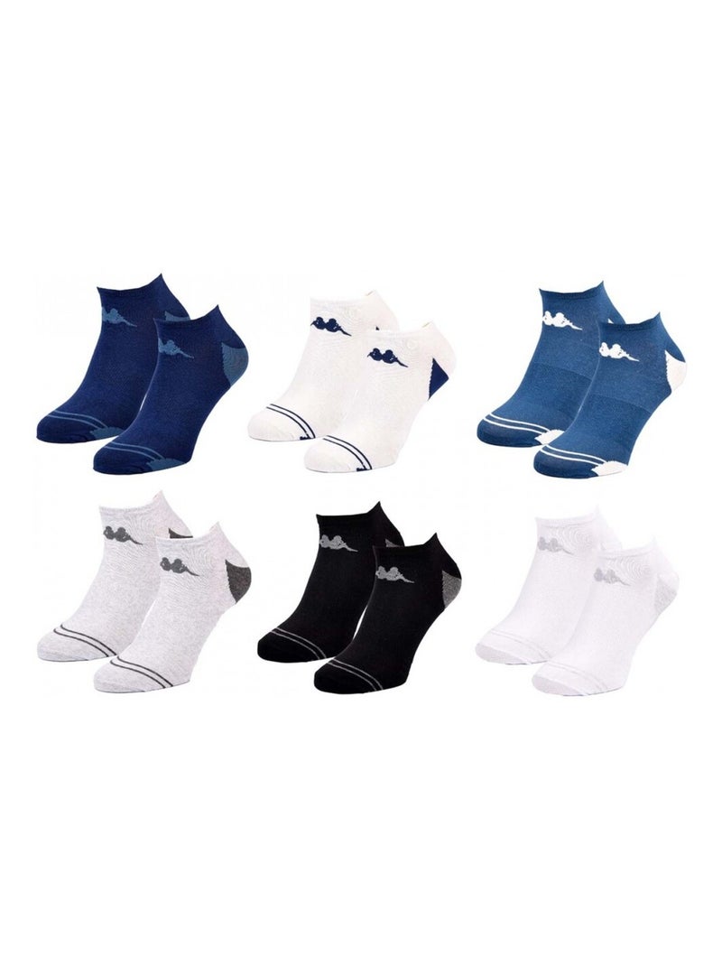 Calzini Uomo SNEAKER KAPPA - Confezione da 6 Bianco Azzurro cielo Nero - Kiabi