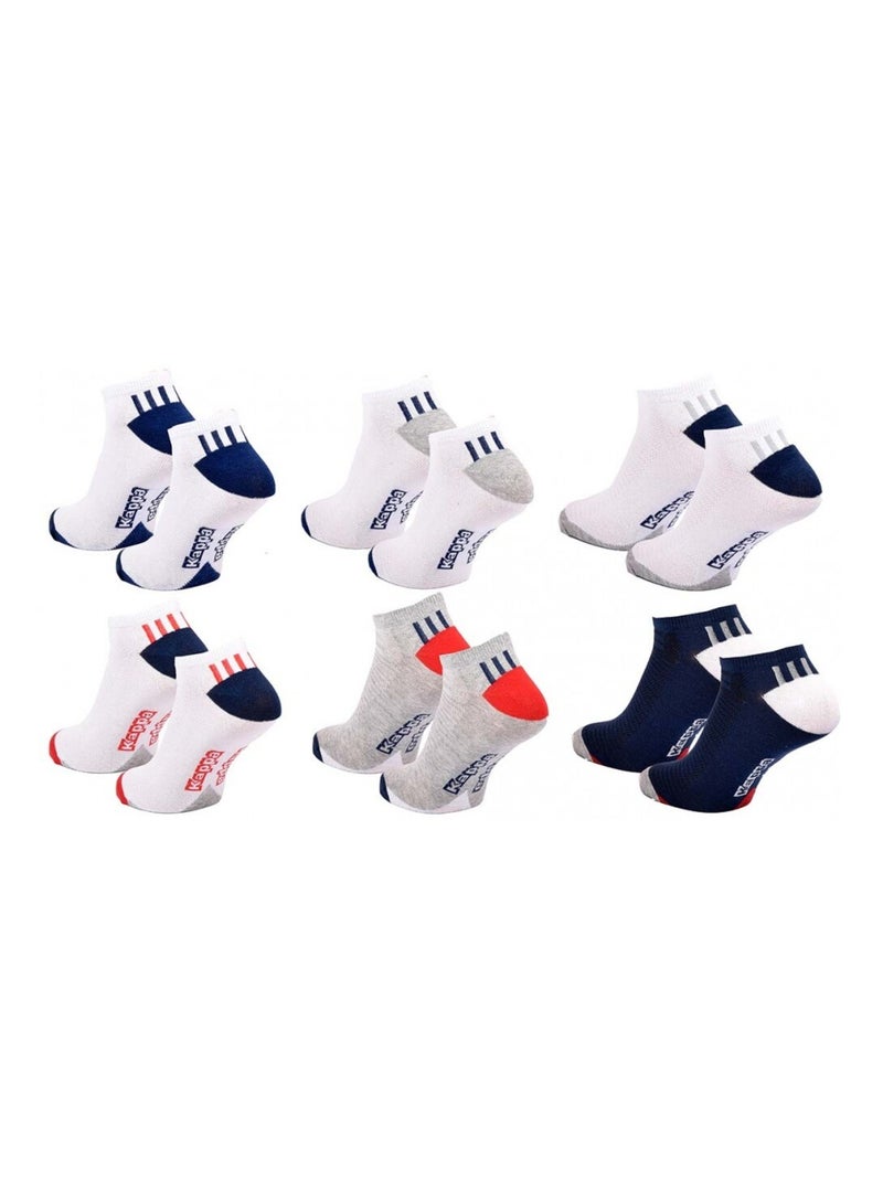 Calzini Uomo SNEAKER KAPPA - Confezione da 6 Bianco Grigio Blu - Kiabi