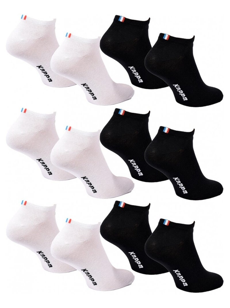 Calzini Uomo SNEAKER KAPPA - Confezione da 6 Nero Bianco - Kiabi