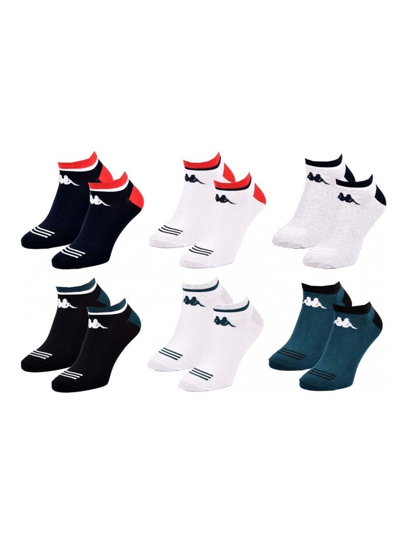 Calzini Uomo SNEAKER KAPPA - Confezione da 6 Nero Bianco Grigio Rosso - Kiabi