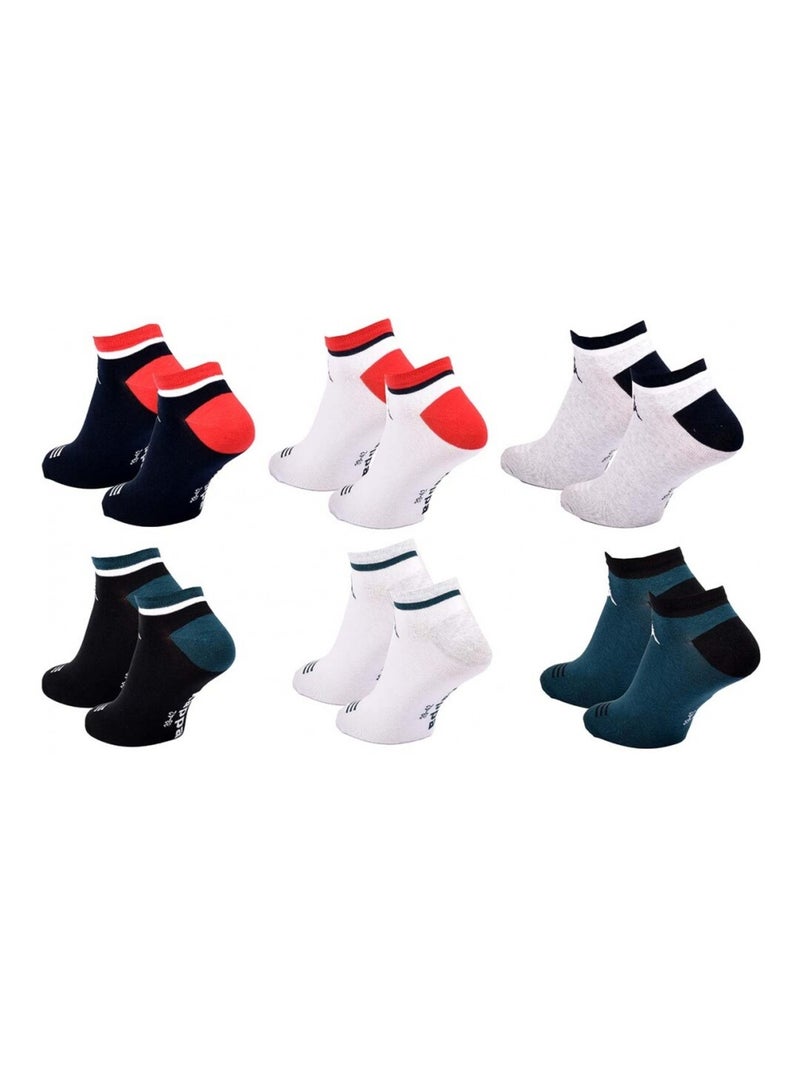 Calzini Uomo SNEAKER KAPPA - Confezione da 6 Nero Bianco Grigio Rosso - Kiabi