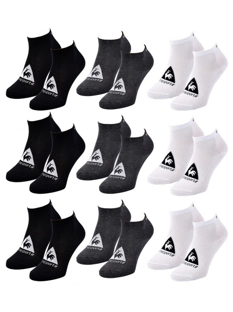 Calzini Uomo SNEAKER LE COQ SPORTIF - Confezione da 9 Nero Grigio antracite Bianco - Kiabi