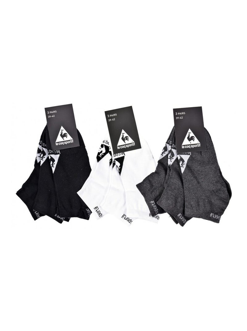 Calzini Uomo SNEAKER LE COQ SPORTIF - Confezione da 9 Nero Grigio antracite Bianco - Kiabi