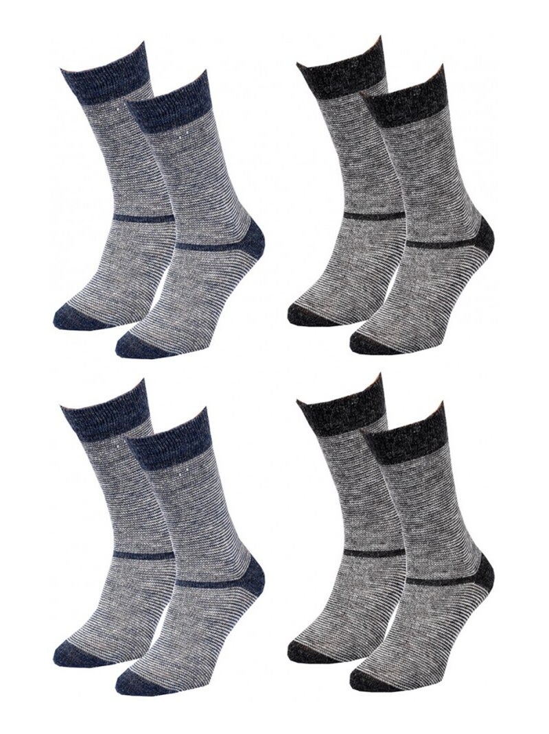 Calzini Uomo WINTER SOCKS - Confezione da 4 Blu Multicolore Grigio - Kiabi