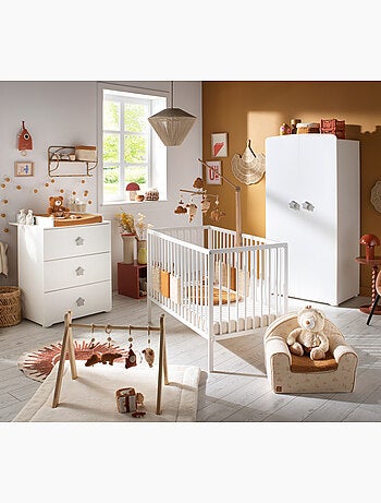 Camera completa per neonati Basic, lettino 120x60 con sponde, cassettiera fasciatoio a 3 - BABYPRICE