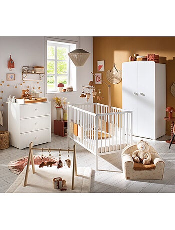 Camera completa per neonati Basic, lettino 120x60 con sponde, cassettiera fasciatoio a 3 - BABYPRICE