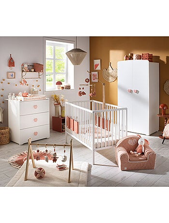 Camera completa per neonati Basic, lettino 120x60 con sponde, cassettiera fasciatoio a 3 - BABYPRICE