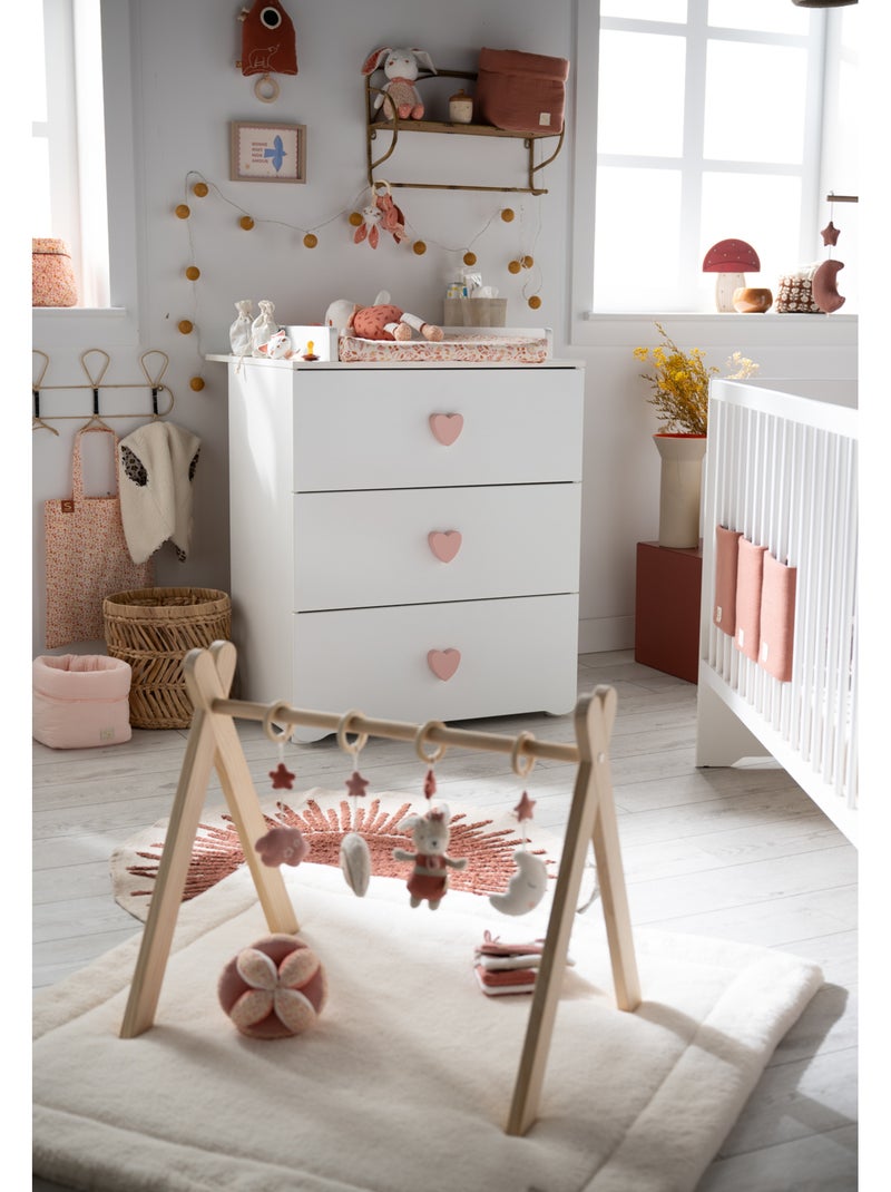 Camera completa per neonati Basic, lettino 120x60 con sponde, cassettiera fasciatoio a 3 - BABYPRICE Bianco Rosa - Kiabi