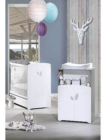 Camera da letto con letto matrimoniale e cassettiera in legno - BABYPRICE