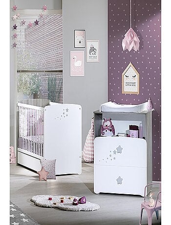 Camera doppia con letto, cassettiera e nicchia in legno - BABYPRICE