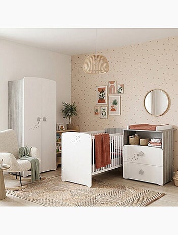 Camera doppia con letto, cassettiera e nicchia in legno - BABYPRICE