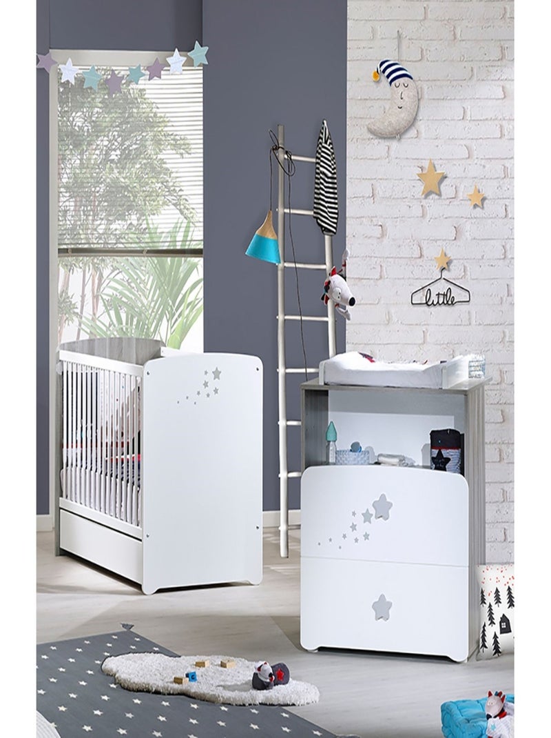 Camera doppia con letto, cassettiera e nicchia in legno - BABYPRICE Bianco - Kiabi