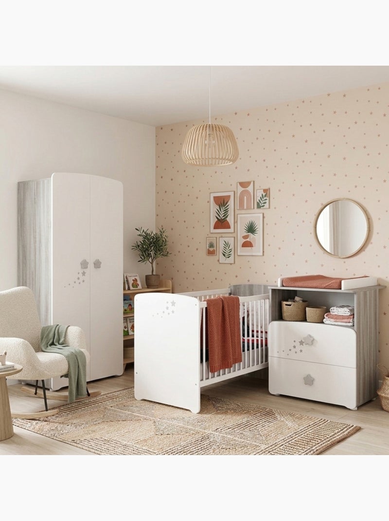 Camera doppia con letto, cassettiera e nicchia in legno - BABYPRICE Bianco - Kiabi