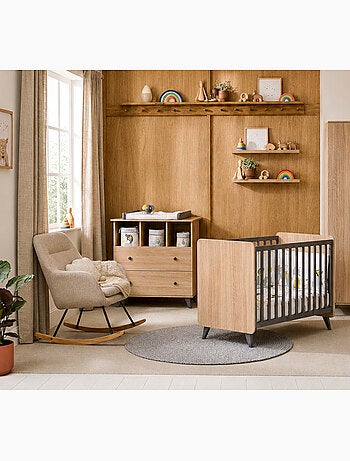 Camera per due bambini: lettino 60x120 e fasciatoio a 2 cassetti con finitura in - SAUTHON