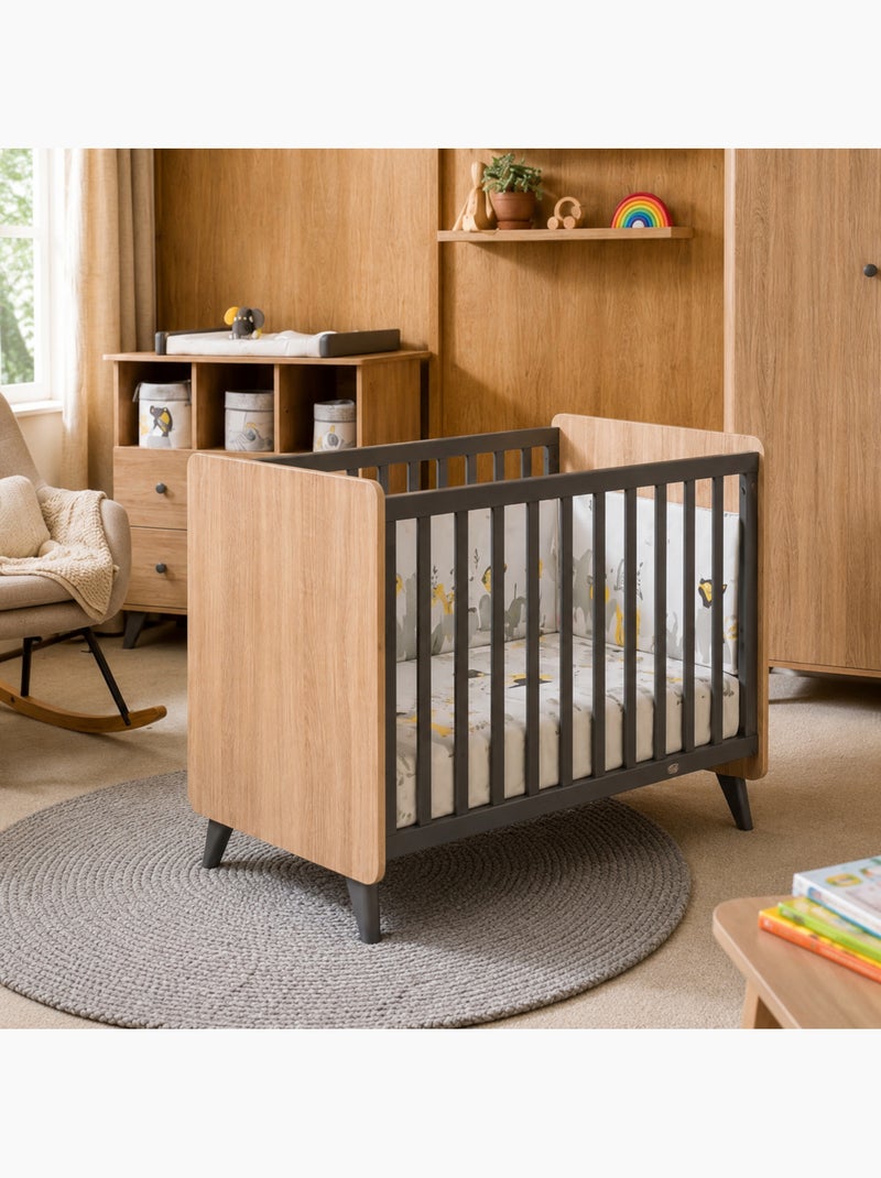 Camera per due bambini: lettino 60x120 e fasciatoio a 2 cassetti con finitura in - SAUTHON Grigio marrone - Kiabi