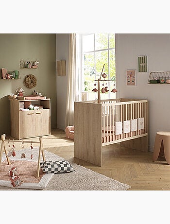 Camera per due bambini: lettino 60x120 trasformabile e fasciatoio a 2 ante con finitura - SAUTHON