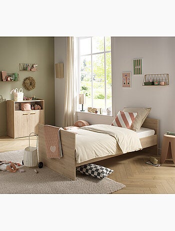 Camera per due bambini: lettino 60x120 trasformabile e fasciatoio a 2 ante con finitura - SAUTHON