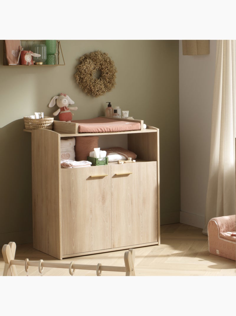 Camera per due bambini: lettino 60x120 trasformabile e fasciatoio a 2 ante con finitura - SAUTHON Marrone - Kiabi