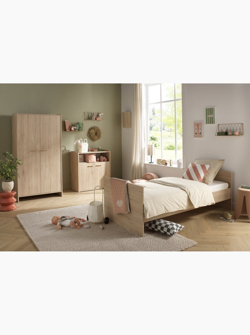 Camera per neonati "Trio": lettino evolutivo 60x120, fasciatoio a 2 ante e armadio a 2 - SAUTHON Marrone - Kiabi