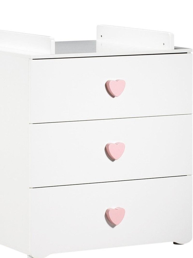 Cameretta completa di letto 120x60cm, cassettiera coprifasciatoio e armadio a 2 - BABYPRICE Bianco Rosa - Kiabi
