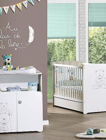 Cameretta completa; letto 120x60 e cassettiera fasciatoio in legno - BABYPRICE
