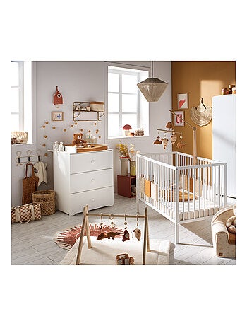 Cameretta completa per bebé con lettino 120x60 con sbarre e cassettiera fasciatoio a tre - BABYPRICE