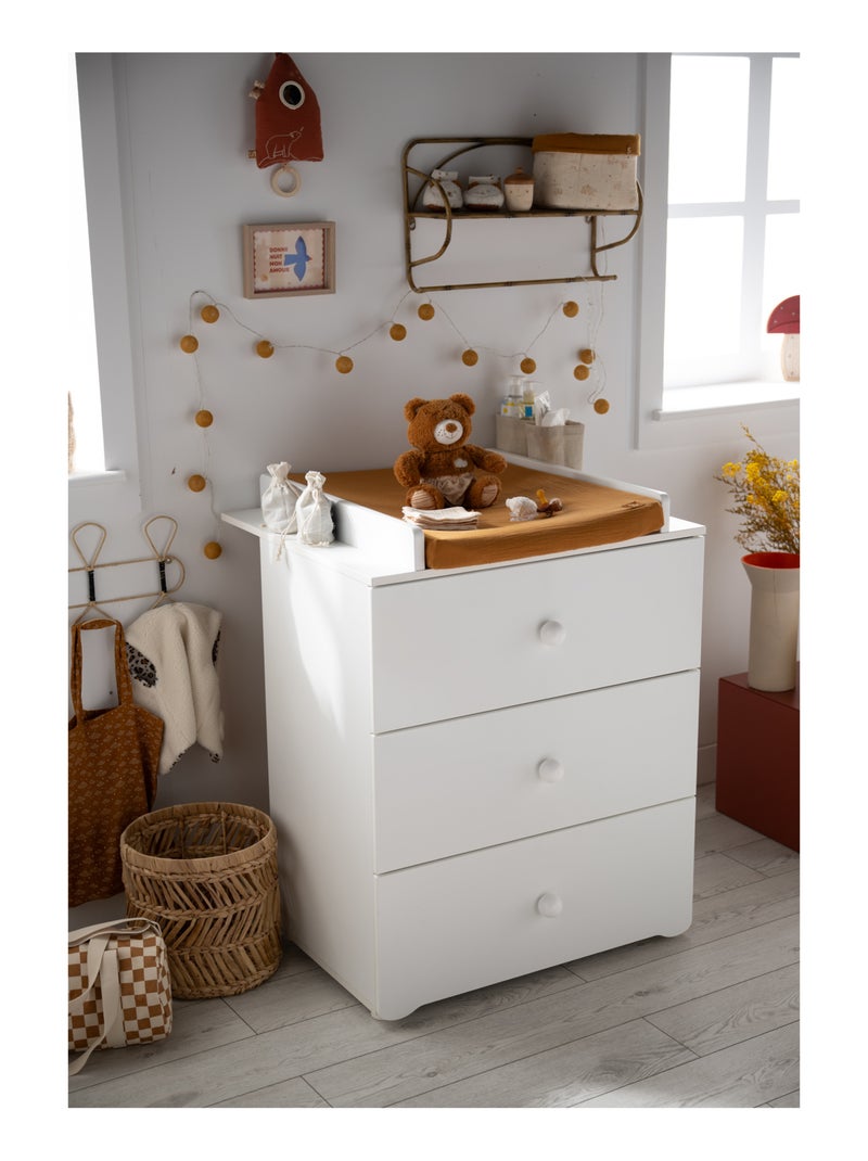 Cameretta completa per bebé con lettino 120x60 con sbarre e cassettiera fasciatoio a tre - BABYPRICE Bianco - Kiabi