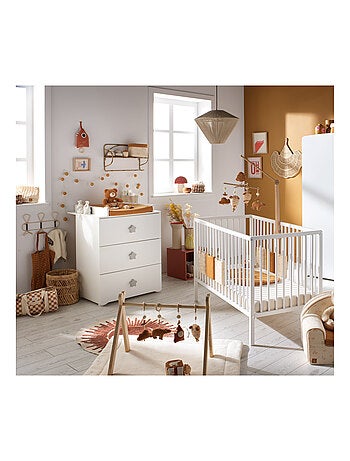 Cameretta completa per bebé con lettino 120x60 con sbarre e cassettiera fasciatoio a tre - BABYPRICE