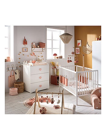 Cameretta completa per bebé con lettino 120x60 con sbarre e cassettiera fasciatoio a tre - BABYPRICE
