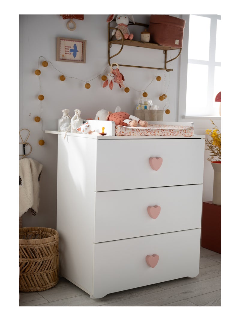 Cameretta completa per bebé con lettino 120x60 con sbarre e cassettiera fasciatoio a tre - BABYPRICE Rosa - Kiabi