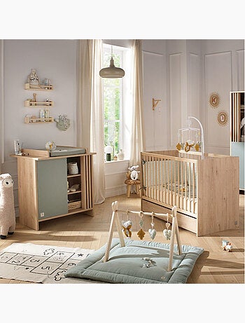 Cameretta completa Tokyo, letto 120x60cm e cassettiera Claustra - Chêne - SAUTHON