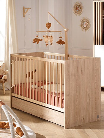 Cameretta completa Tokyo, letto 120x60cm e cassettiera Claustra - Chêne - SAUTHON