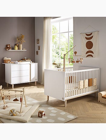 Cameretta Paloma, letto 140x70 trasformabile e cassettiera fasciatoio a 3 cassetti e 1 - SAUTHON