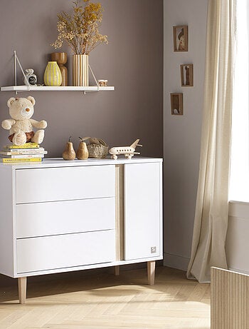 Cameretta Paloma, letto 140x70 trasformabile e cassettiera fasciatoio a 3 cassetti e 1 - SAUTHON
