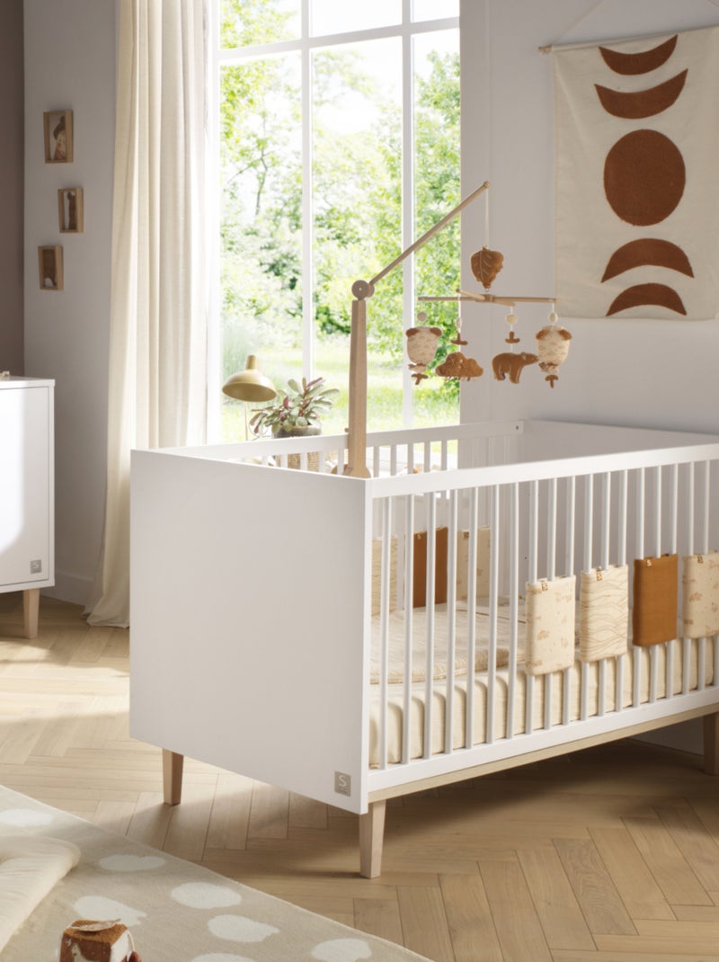 Cameretta Paloma, letto 140x70 trasformabile e cassettiera fasciatoio a 3 cassetti e 1 - SAUTHON Bianco - Kiabi